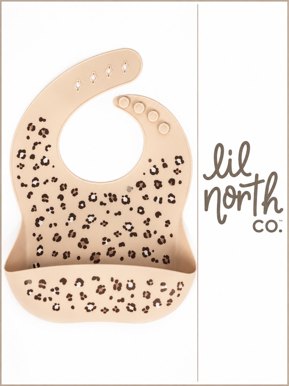 Lil North Co. Cheetah Spots Silicone Baby Bib – Beige Leopard Print